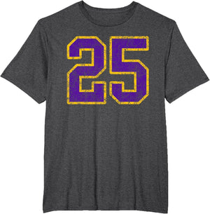 Purple Gold Number 25 Jersey Player Uniform #25 Grunge