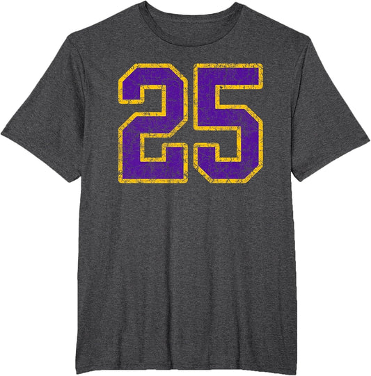 Purple Gold Number 25 Jersey Player Uniform #25 Grunge