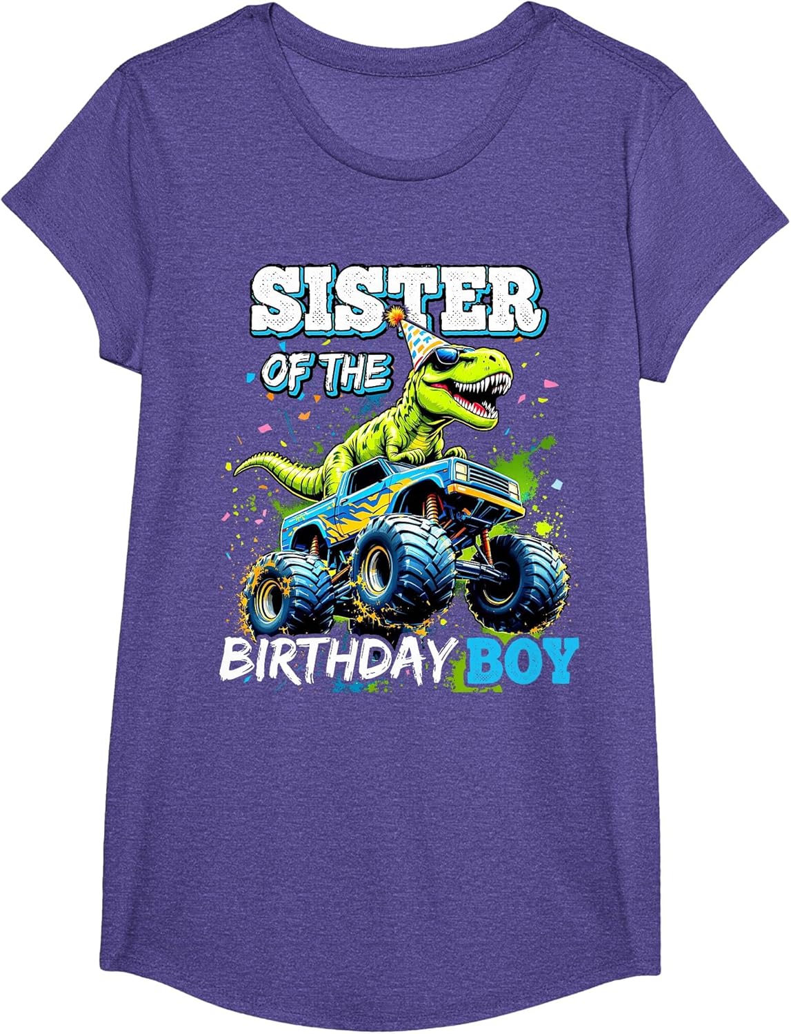 Sister of the Birthday Boy Monster Truck Dinosaur Party