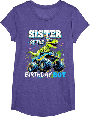 Sister of the Birthday Boy Monster Truck Dinosaur Party