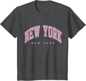 New York New York NY Varsity Style Pink Text
