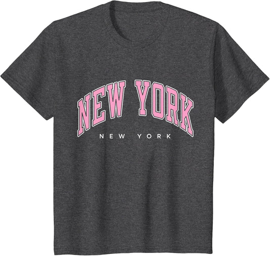 New York New York NY Varsity Style Pink Text