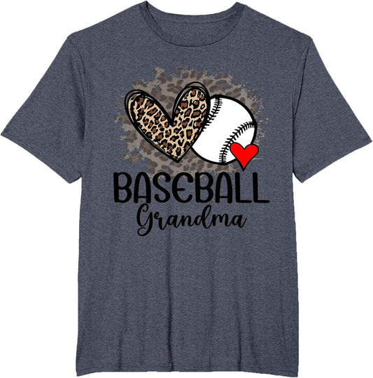 Baseball Grandma Funny Leopard Heart Proud Baseball Grandma