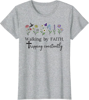 Walking by Faith Tripping Constantly Jesus Cross Christian