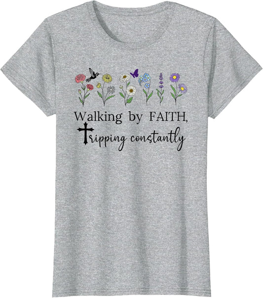 Walking by Faith Tripping Constantly Jesus Cross Christian