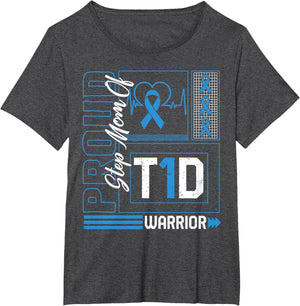 Proud Step Mom of T1D Warrior Ribbon Diabetes Awareness Type