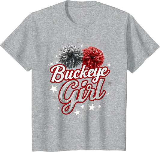 Buckeye Girl Pom-Poms Vintage Sports Ohio Home State