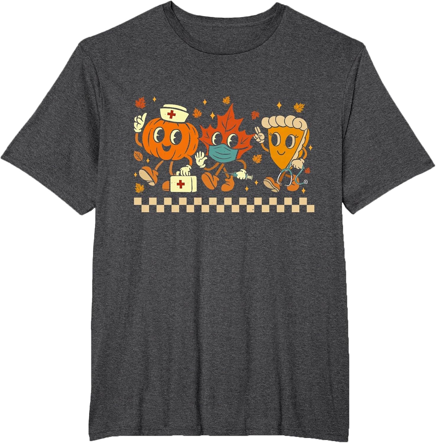 Retro Nurse Thanksgiving Pumpkin Pie Leaves Thankful Nurse
