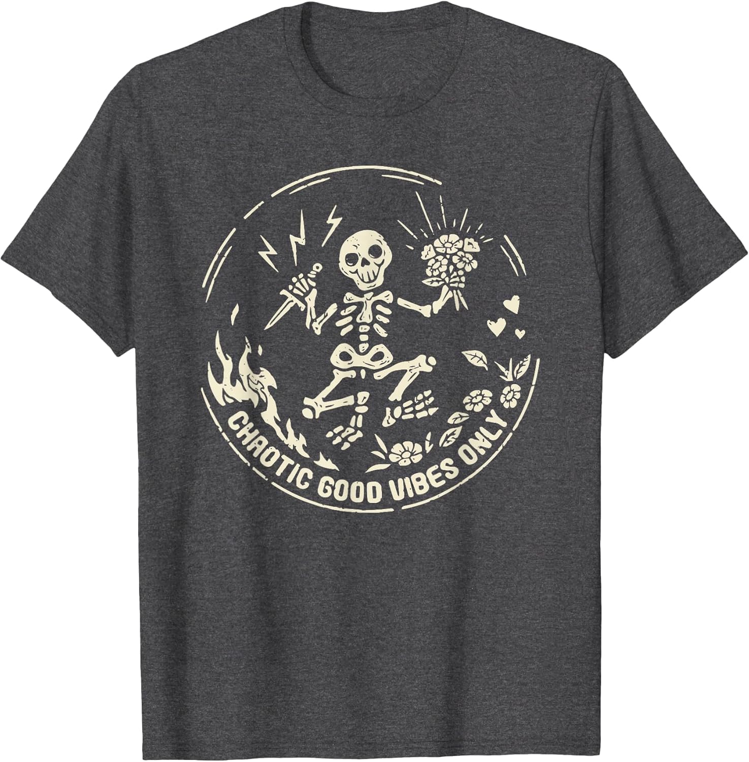 Retro Chaotic Good Vibes only Skeleton Funny,Skeleton
