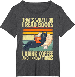 Cat Reading Book Lover Coffee Books Teacher Librarian Cat