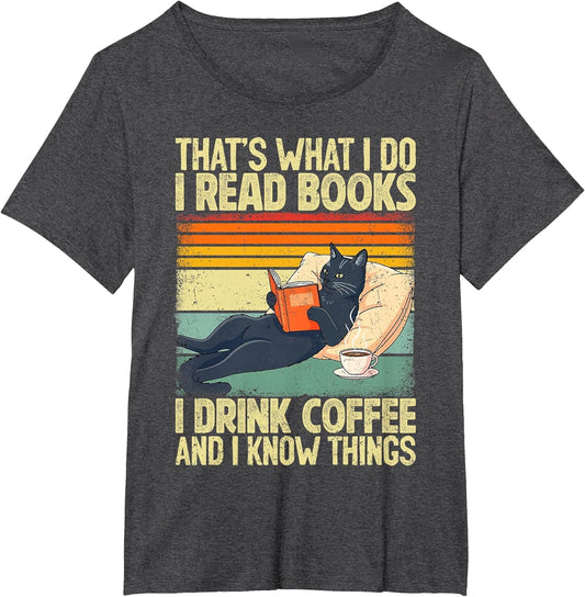 Cat Reading Book Lover Coffee Books Teacher Librarian Cat