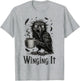Winging It - Retro Unhinged Angry Black Crow Drinking Coffee