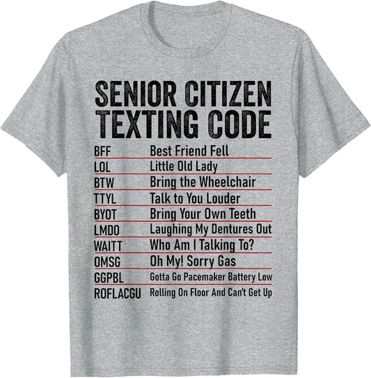 Senior Citizen Texting Code Funny Old People Grandpa
