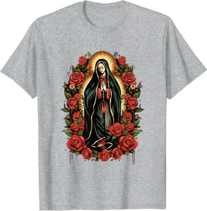 Our Lady De Guadalupe Shirt Men Women Roses