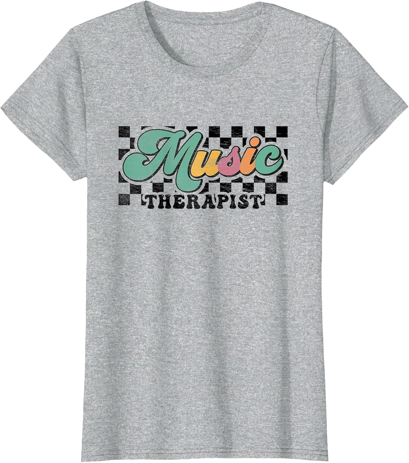 Retro Checkered Music Therapist Squad Music Therapy Teacher
