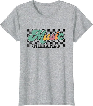 Retro Checkered Music Therapist Squad Music Therapy Teacher
