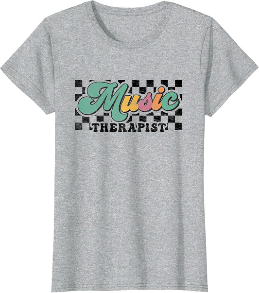 Retro Checkered Music Therapist Squad Music Therapy Teacher