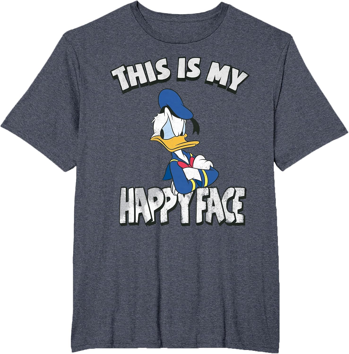 Disney Mickey and Friends Donald Duck Happy Face , Men's Big and Tall, Heather Blue, 3X Tall