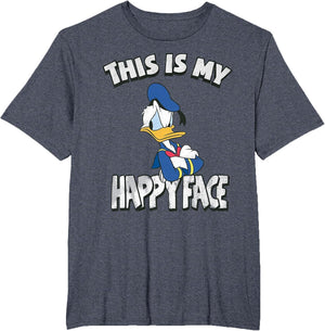 Disney Mickey and Friends Donald Duck Happy Face , Men's Big and Tall, Heather Blue, 3X Tall