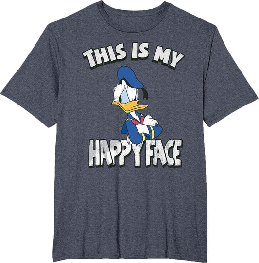 Disney Mickey and Friends Donald Duck Happy Face , Men's Big and Tall, Heather Blue, 3X Tall
