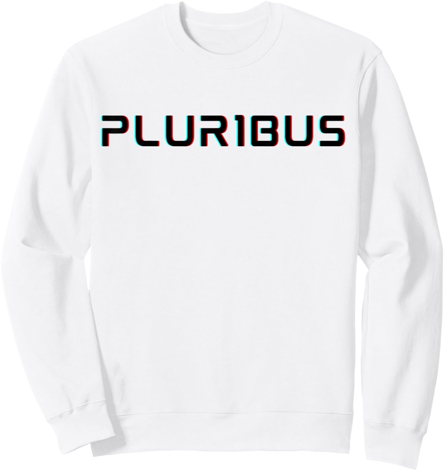E Pluribus Unum Glitch Text Anaglyph Cyberpunk & Vaporwave Sweatshirt - Sweatshirt | White