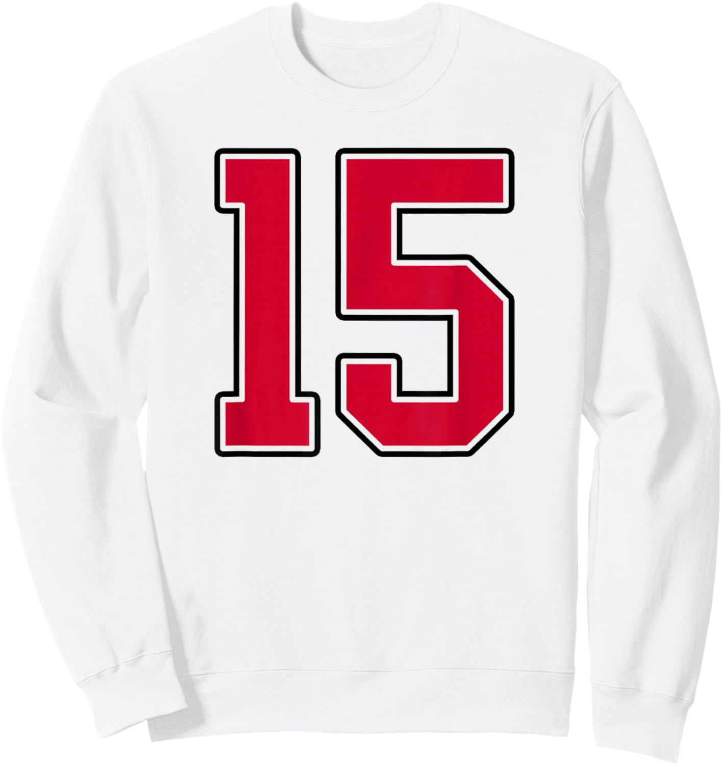 Red and Black Number 15 Jersey Player Uniform #15 Sweatshirt - Sweatshirt | White