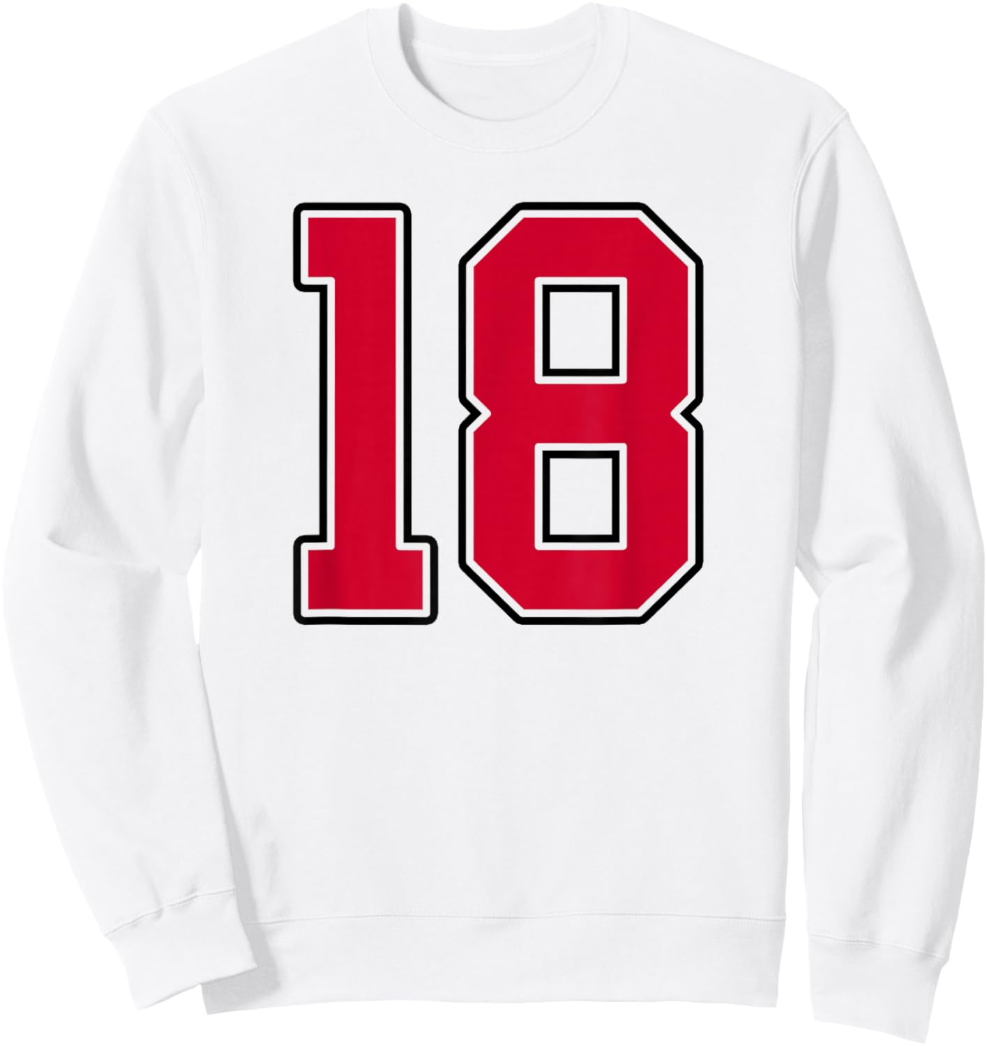 Red and Black Number 18 Jersey Player Uniform #18 Sweatshirt - Sweatshirt | White