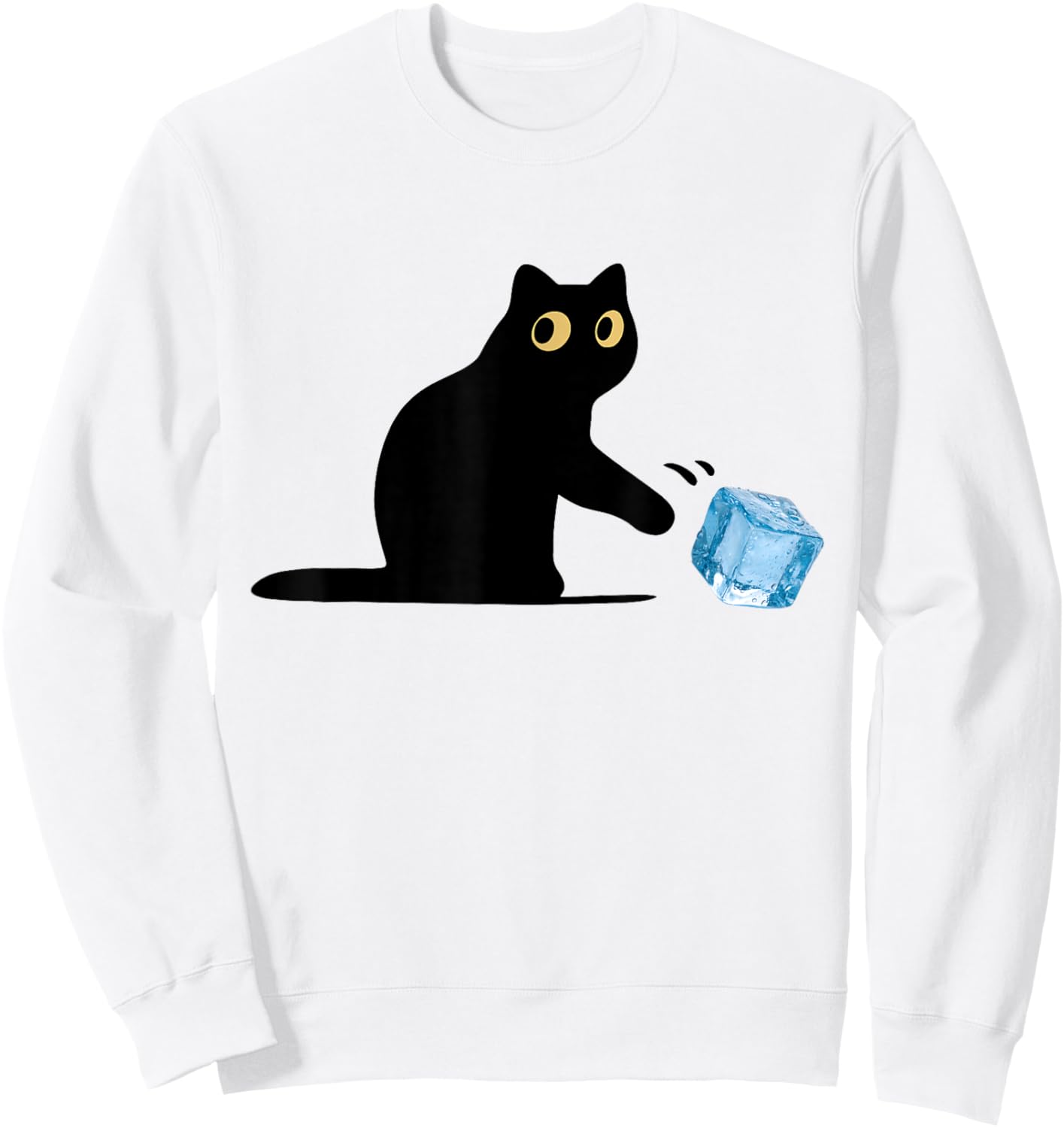 Funny Black Cat Pushing Ice Humor Abolish Ice Cat Meme Sweatshirt - Sweatshirt | White