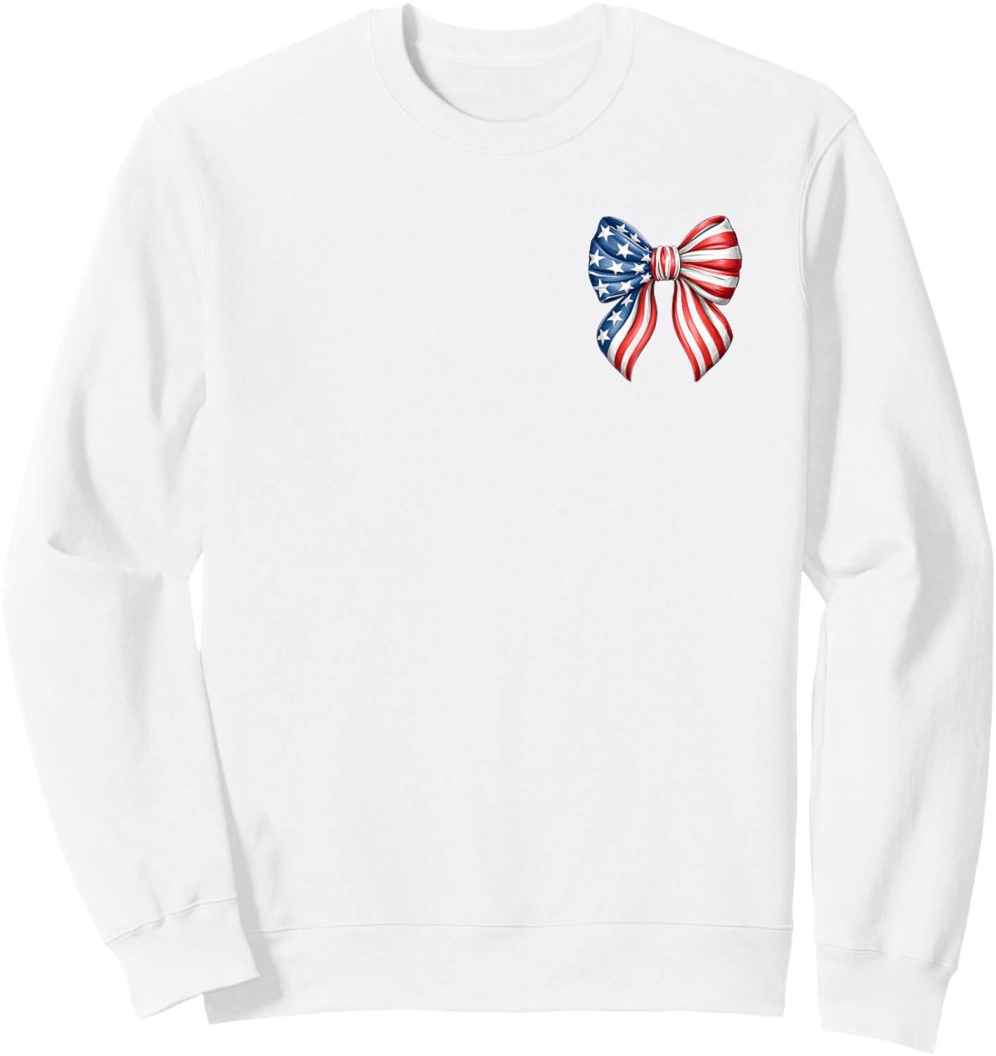 Front Back Cute Red White and Blue Bows Patriotic Coquette Sweatshirt - Sweatshirt | White