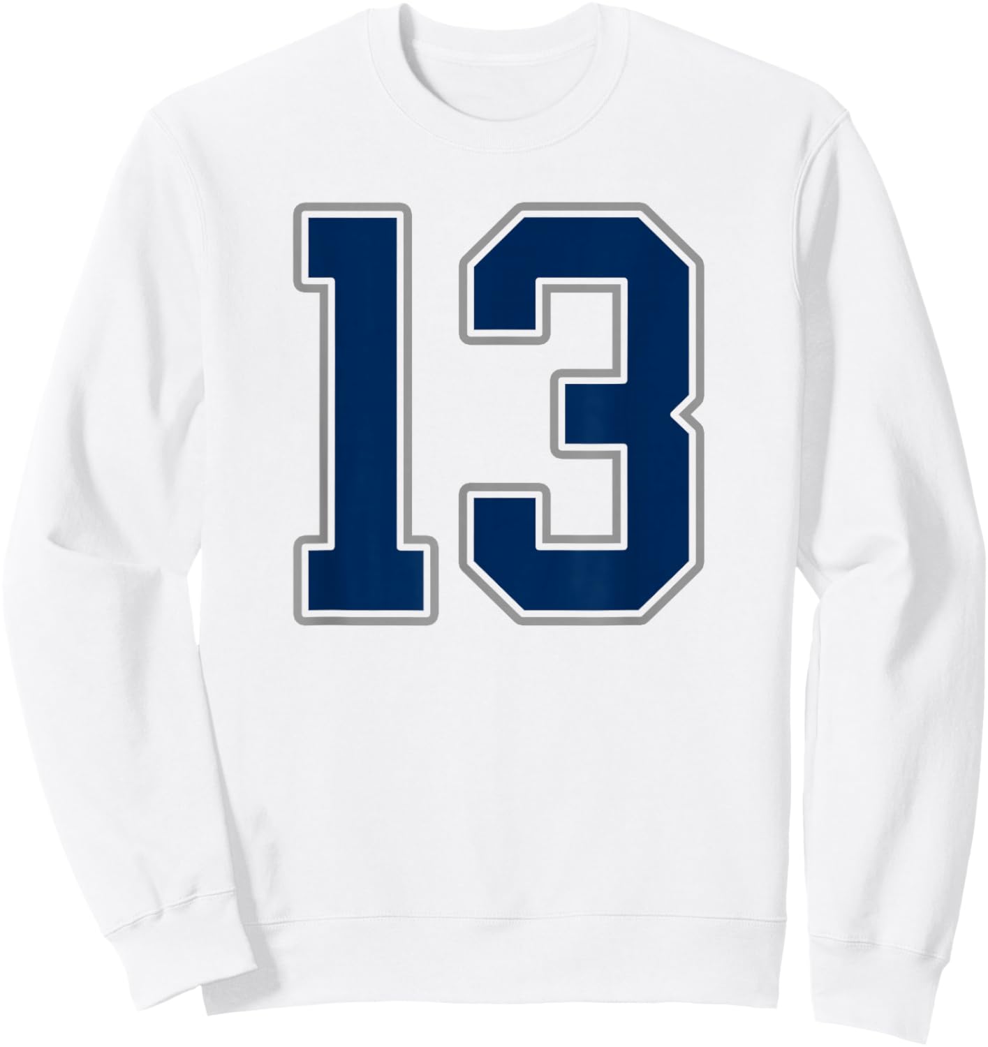 Navy Blue Silver Number 13 Jersey Player Uniform #13 Sweatshirt - Sweatshirt | White