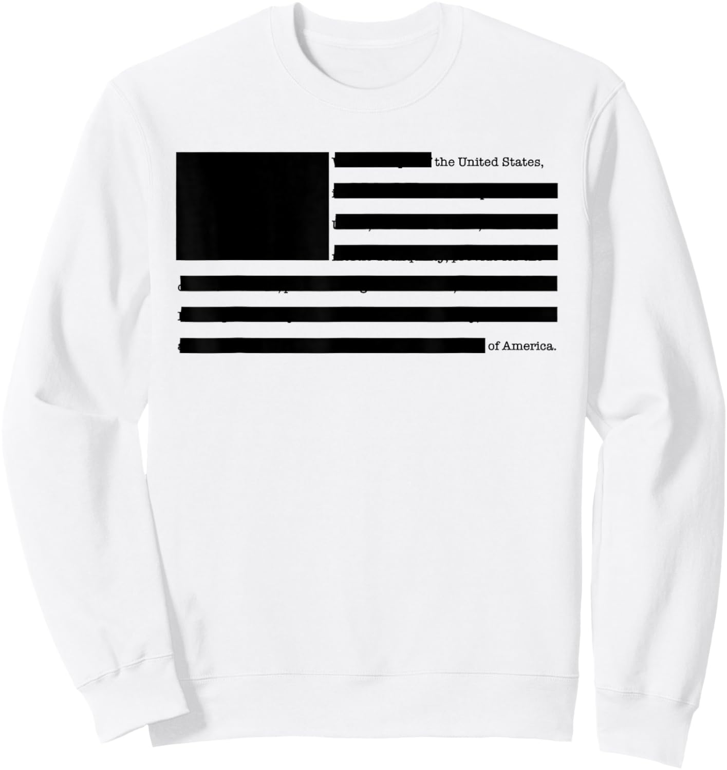 Redacted American Flag Censored USA Satire Sweatshirt - Sweatshirt | White
