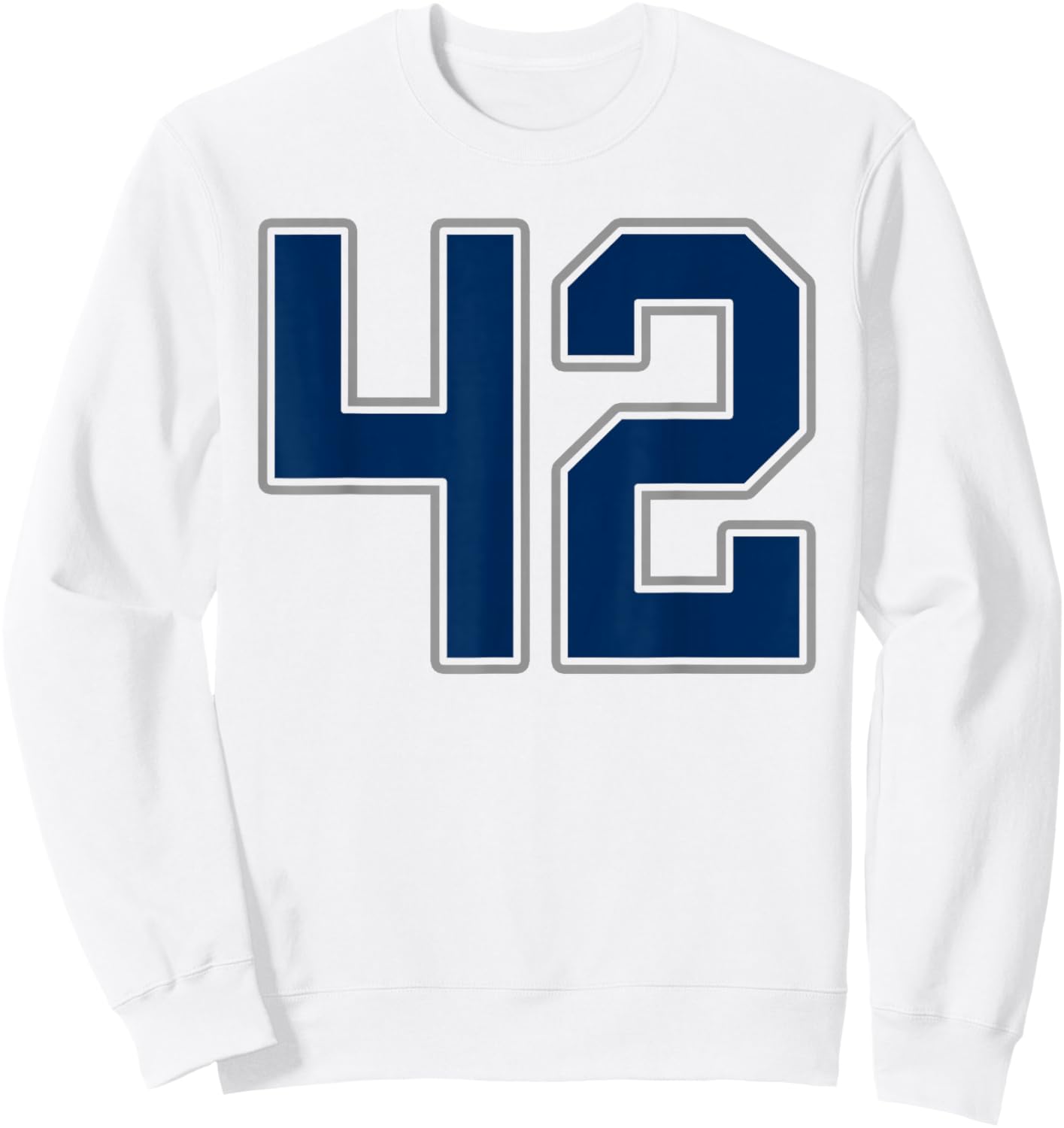 Navy Blue Silver Number 42 Jersey Player Uniform #42 Sweatshirt - Sweatshirt | White
