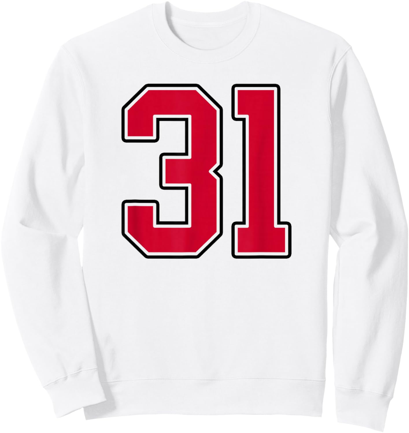 Red and Black Number 31 Jersey Player Uniform #31 Sweatshirt - Sweatshirt | White