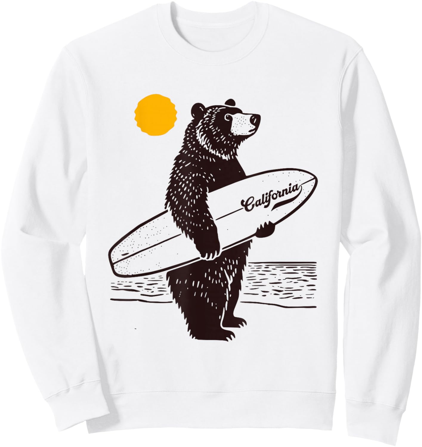 California Surf Bear Retro Surf Life, Beach, Ocean, Surfing Sweatshirt - Sweatshirt | White