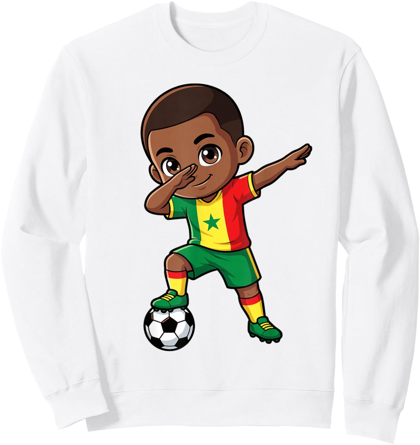 Senegal Dab Kid Cartoon Senegalese Flag for Boys Kids Sweatshirt - Sweatshirt | White