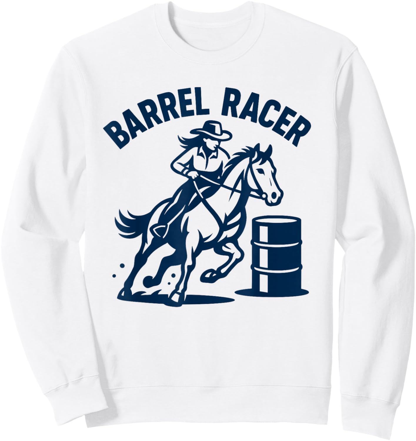 Western Barrel Racing Horse Rider Cowgirl Art Sweatshirt - Sweatshirt | White