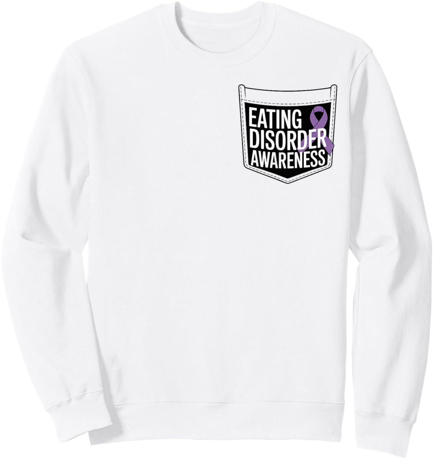 Eating Disorder Awareness Pocket Wear Periwinkle Ribbon Sweatshirt - Sweatshirt | White