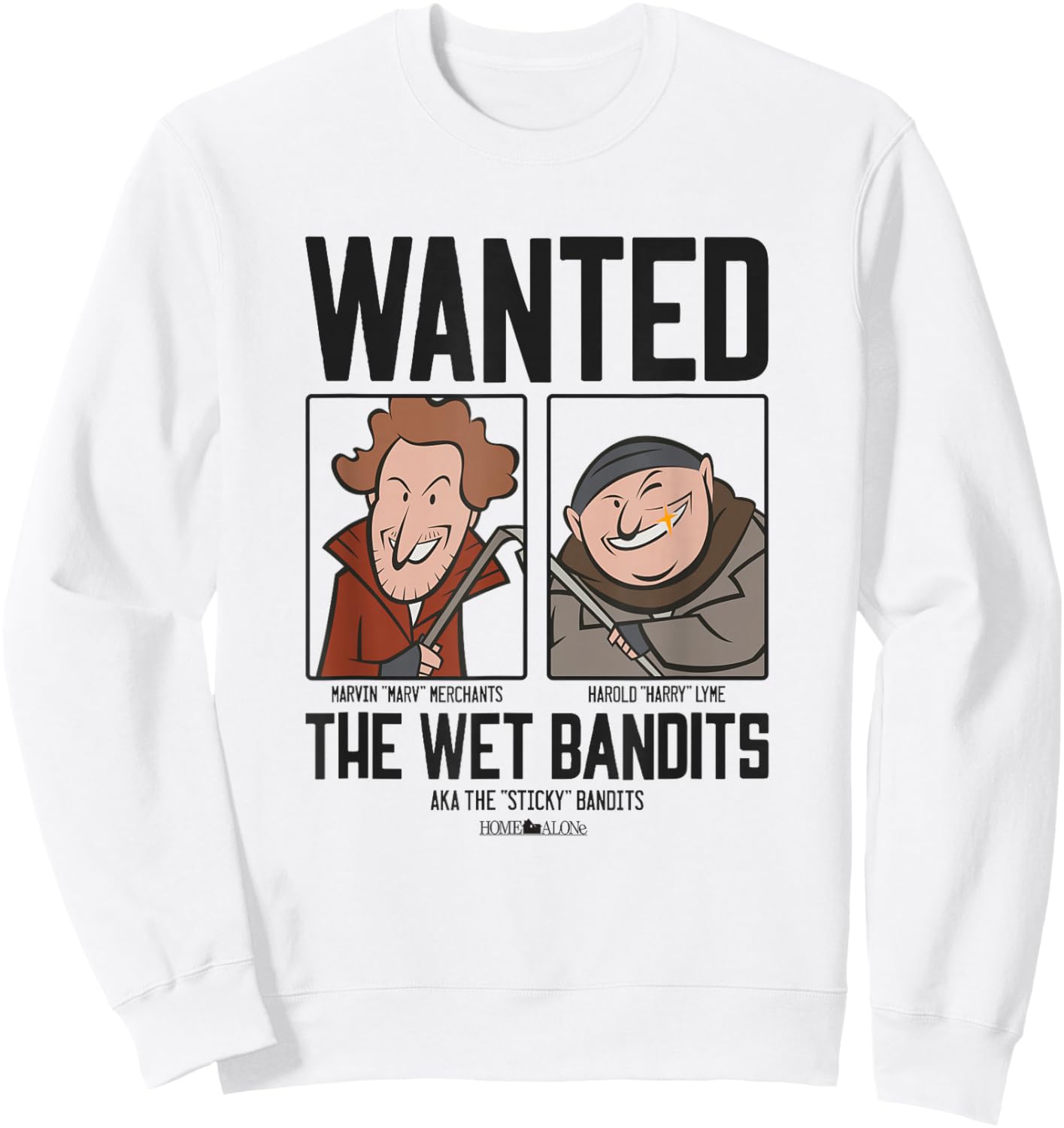 Home Alone Wet Bandits Wanted Poster Cartoon Sweatshirt - Sweatshirt | White