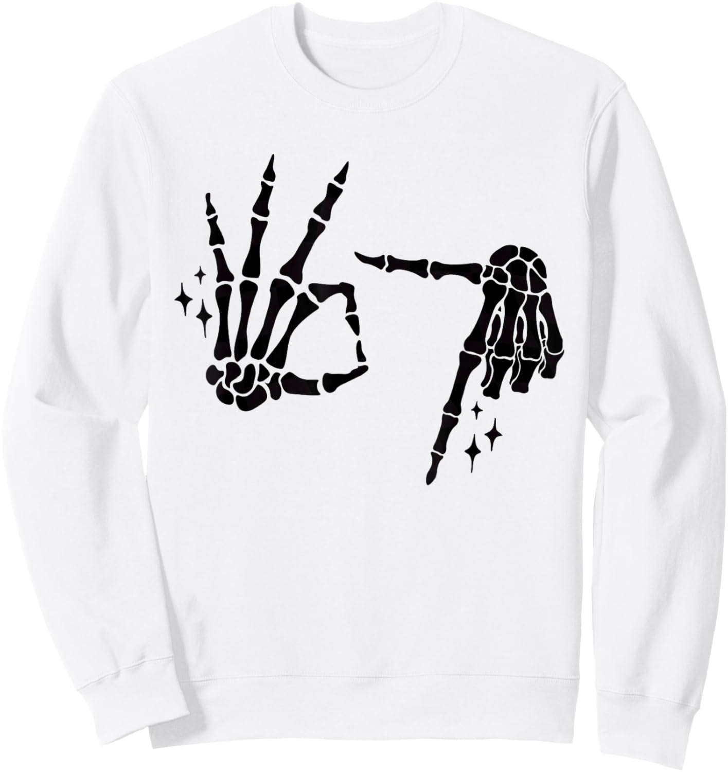 Funny 67 Meme Skeleton Hand 6 7 Halloween Six Seven Teens Sweatshirt - Sweatshirt | White