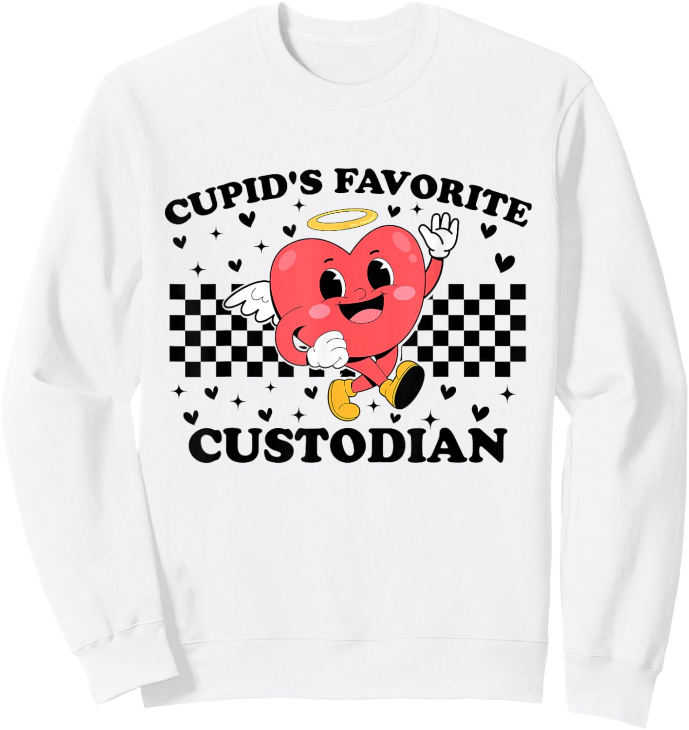 Cupid’s Favorite Custodian Valentines Funny Cupid Sweatshirt - Sweatshirt | White
