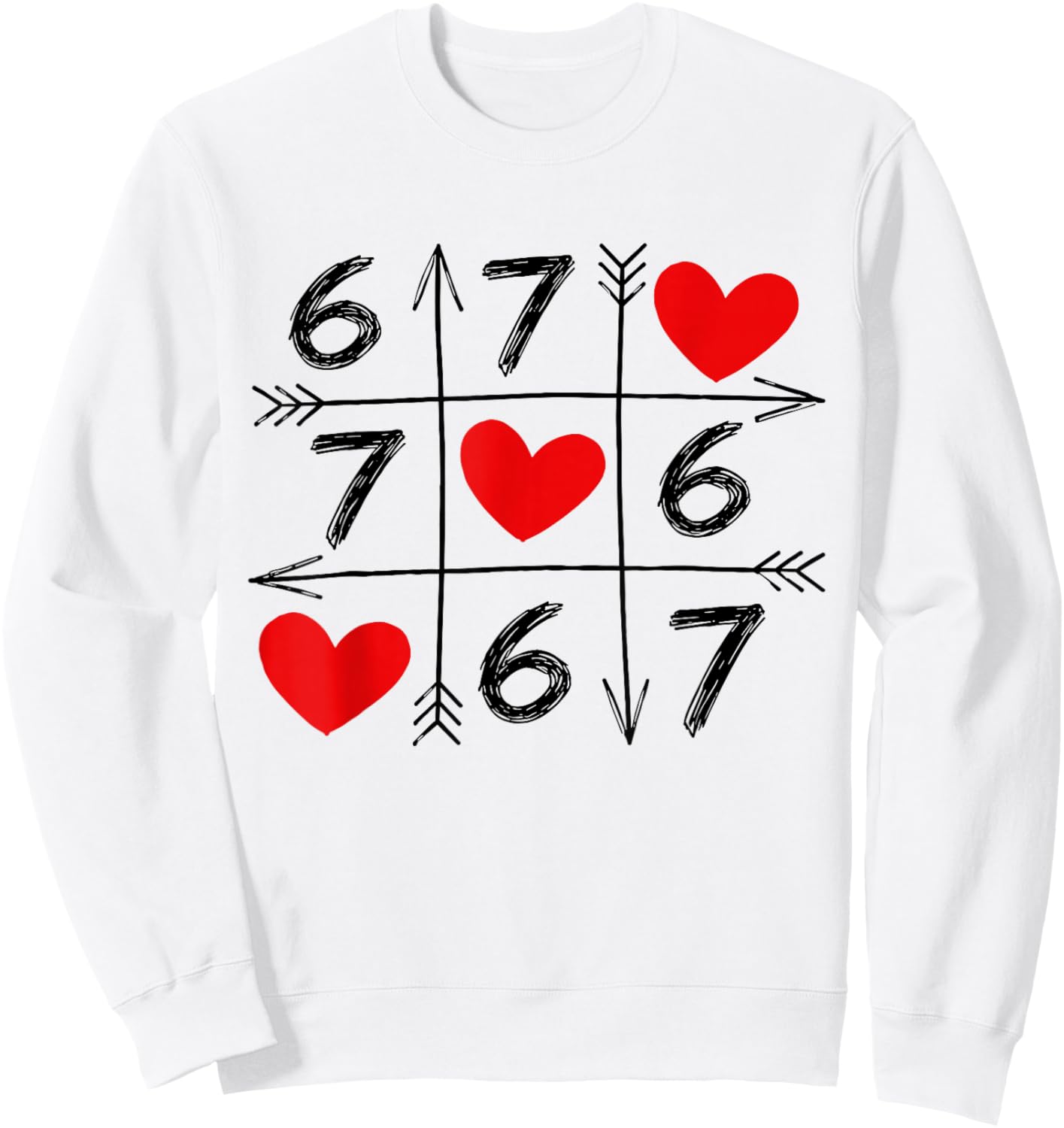 Valentine’s Day 67 Six Seven Meme Love 6 7 Heart Couple Sweatshirt - Sweatshirt | White