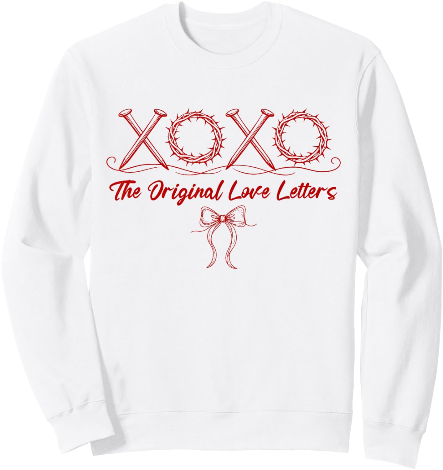 XOXO The Original Love Letters Christian Valentine Bow Retro Sweatshirt - Sweatshirt | White