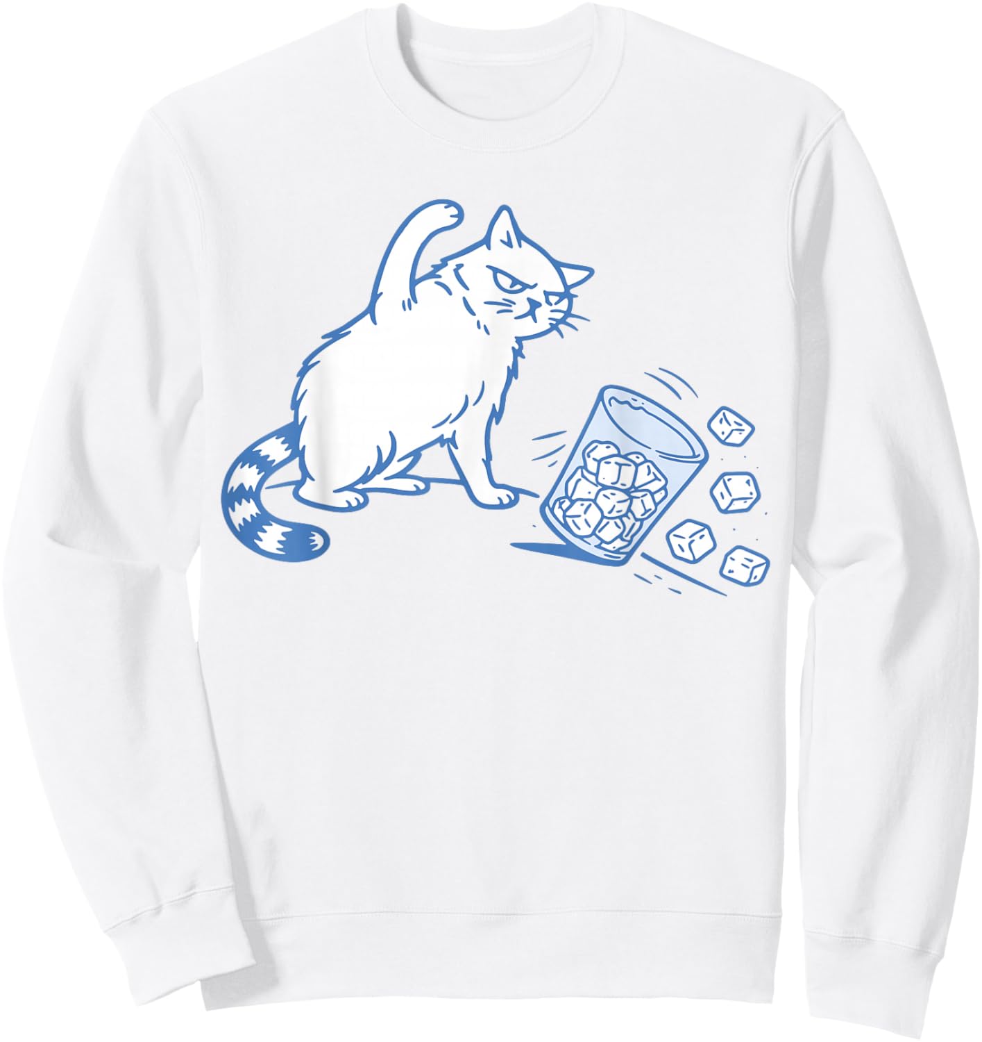 Angry Cat Pushing Cup of Ice Sarcastic Men Women No Ice Cat Sweatshirt - Sweatshirt | White