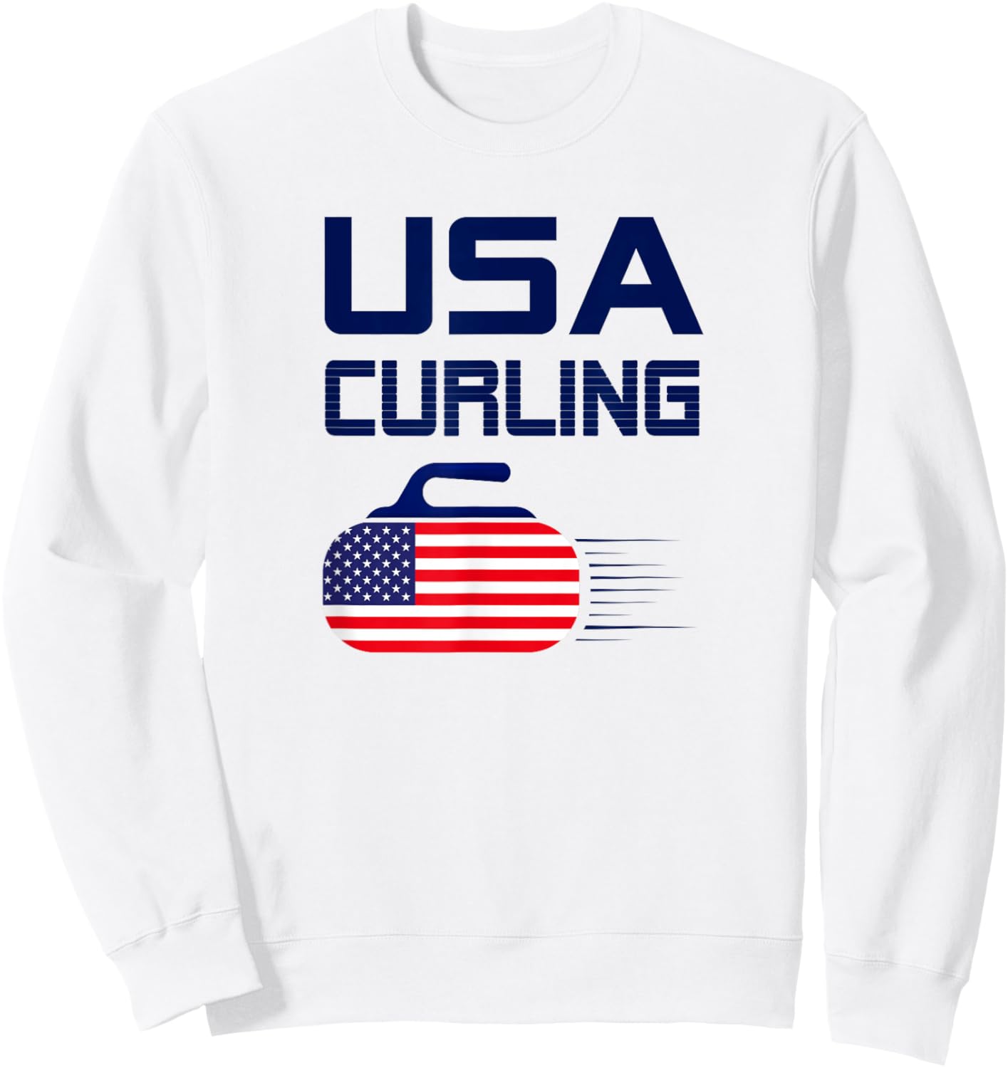 American Flag USA Ice Curling Rock Curler Sweatshirt - Sweatshirt | White