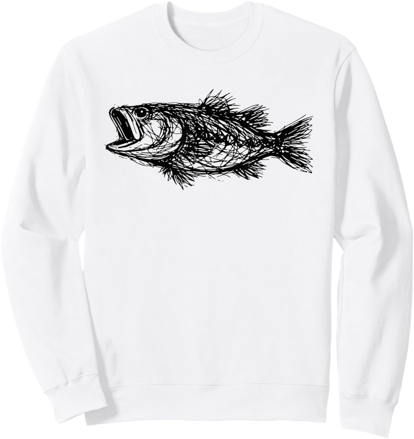 Minimal Line Art Minimalist Abstract Sketch Scribble Bass Sweatshirt - Sweatshirt | White