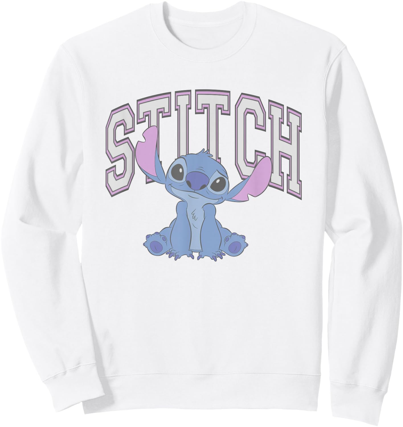 Disney Lilo and Stitch Classic Pink Varsity Sweatshirt - Sweatshirt | White