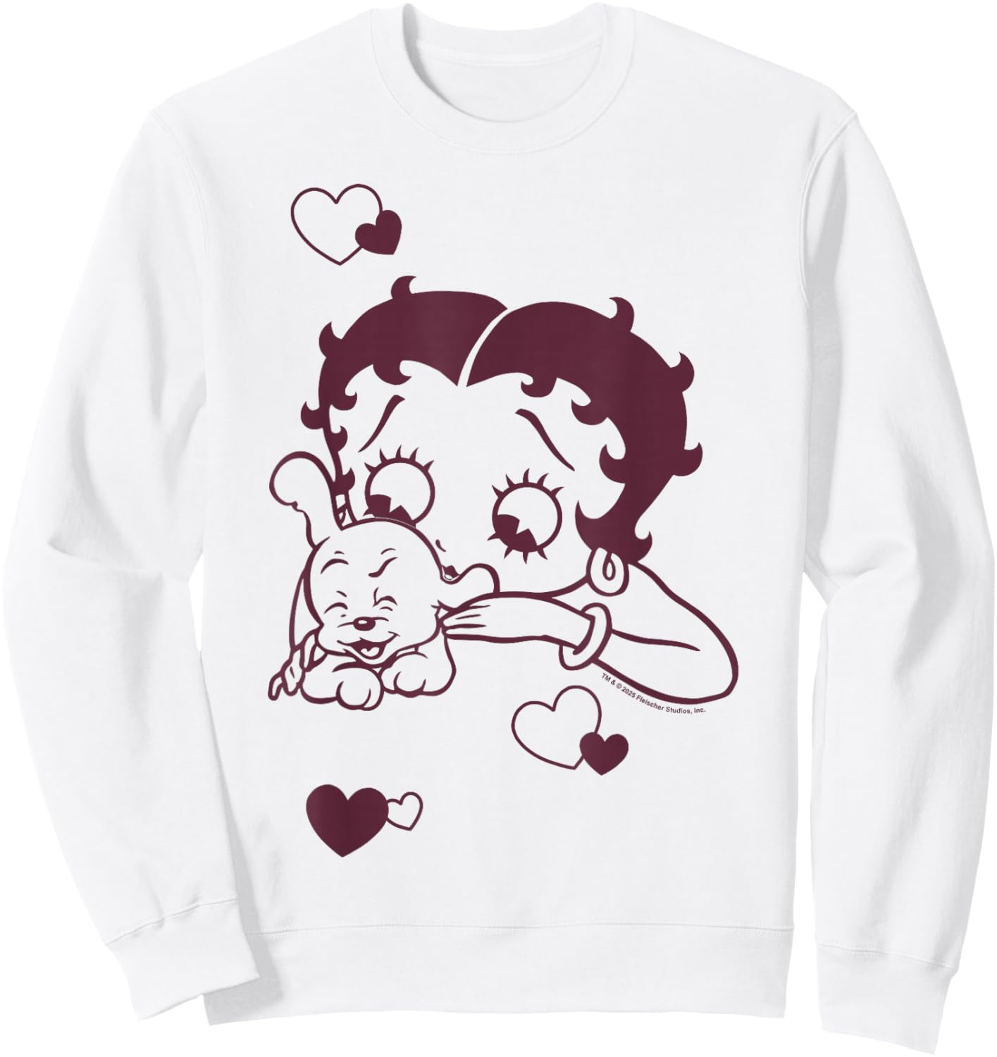 Betty Boop Betty Hugging Pudgy Heart Sweatshirt - Sweatshirt | White