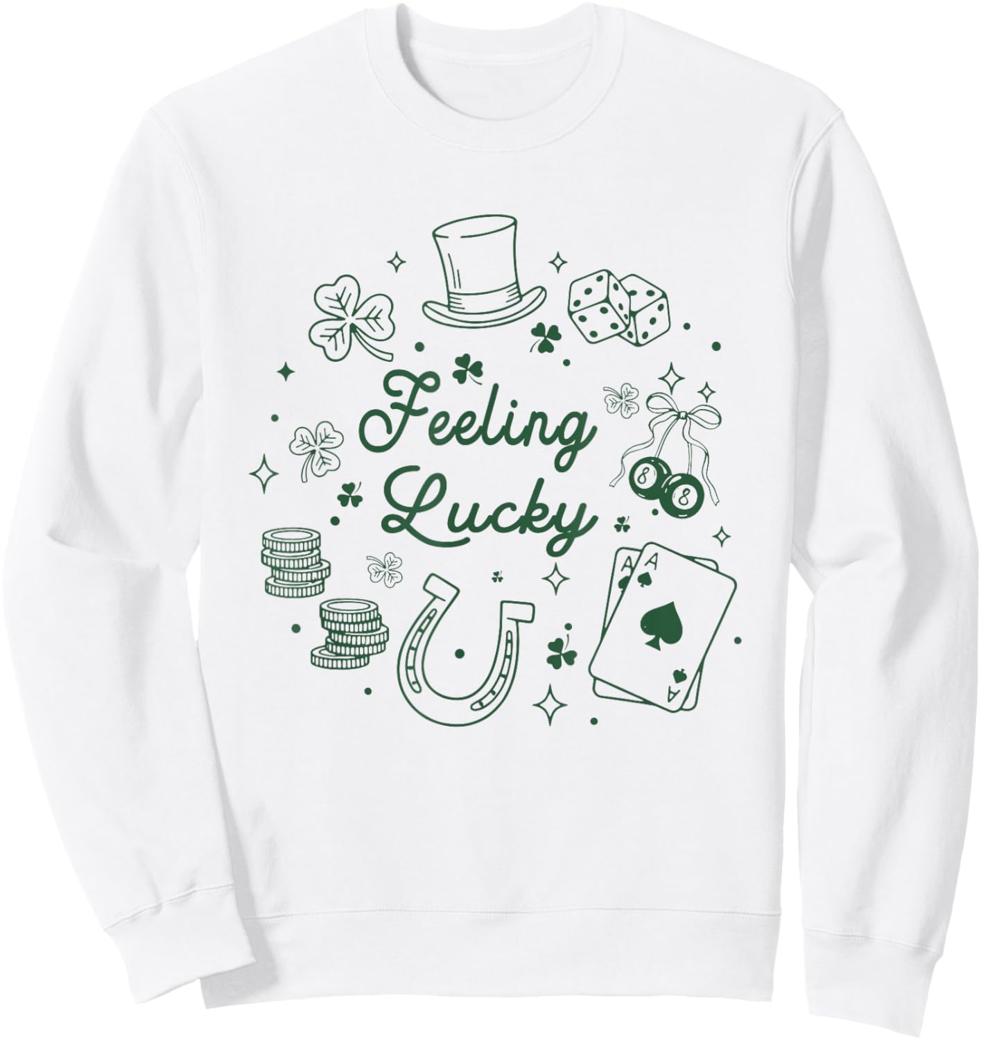 Feeling Lucky Baby St Patricks Day Coquette Shamrocks Sweatshirt - Sweatshirt | White