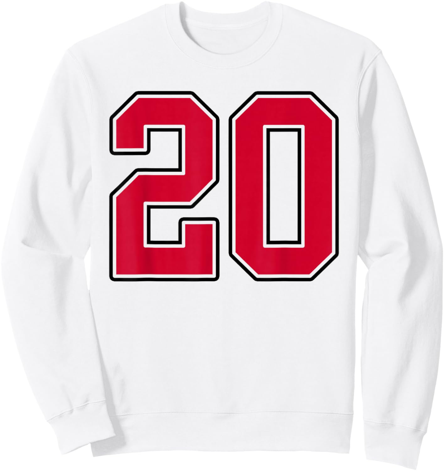 Red and Black Number 20 Jersey Player Uniform #20 Sweatshirt - Sweatshirt | White