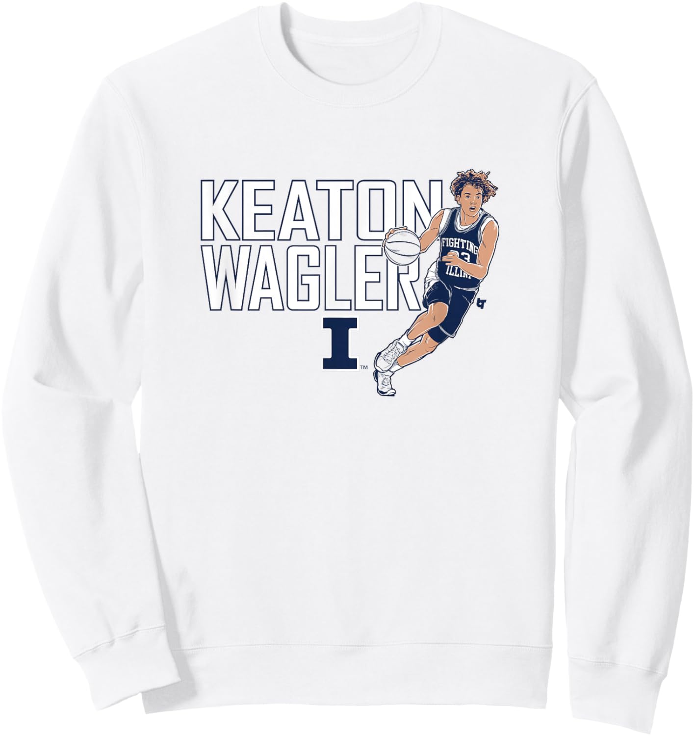 Keaton Wagler - Name Pose - Illinois Basketball Sweatshirt - Sweatshirt | White